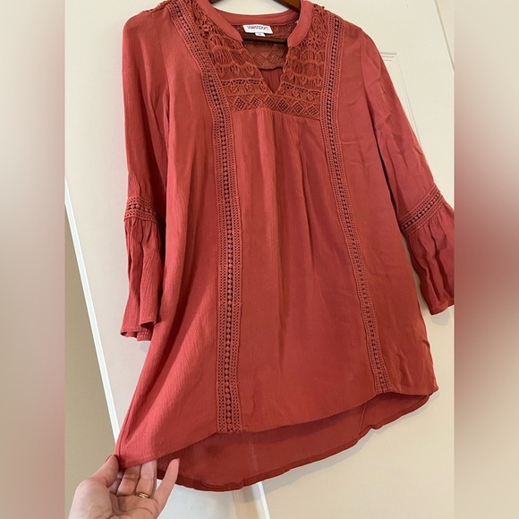 Westport Vibrant Spice Color 3/4 Sleeve Ruffle Rayon Blouse Women’s Size XS-M - Picture 3 of 13